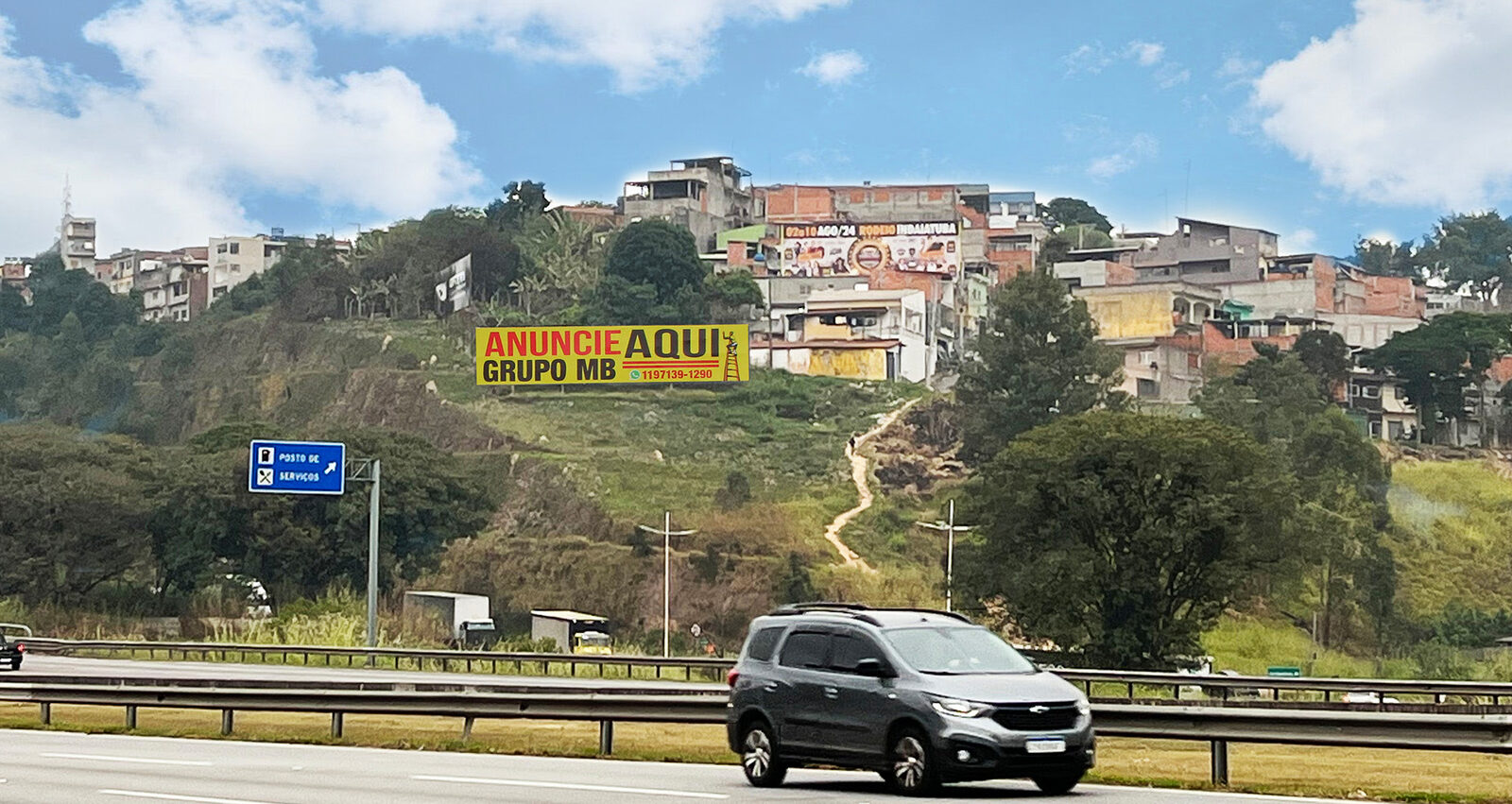 Painel do Grupo MB na Rodovia Bandeirantes, KM 38, sentido São Paulo, 17 × 5 m